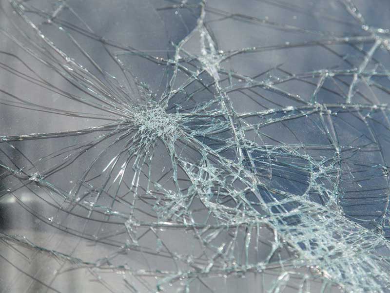 View of a Glass Windshield Cracked