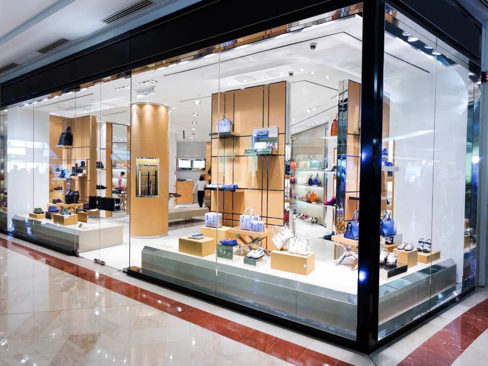Modern retail storefront with large glass display windows enhancing curb appeal
